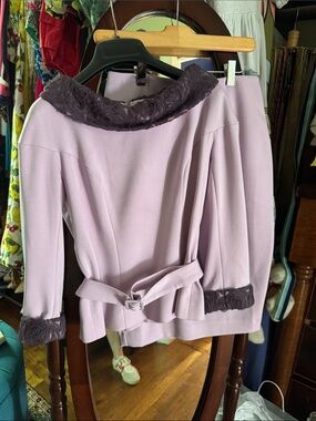 BGL Lilac Two-Piece Blazer & Skirt Set with Dark Lilac Trim